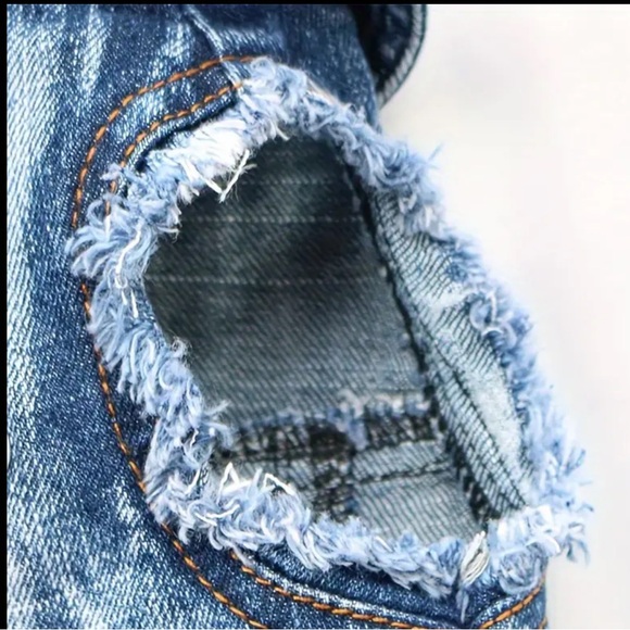 🆕 Denim Dog Vest Harness for Small Breeds, Jean Jacket Style w/ Traction Buckle - Picture 4 of 11